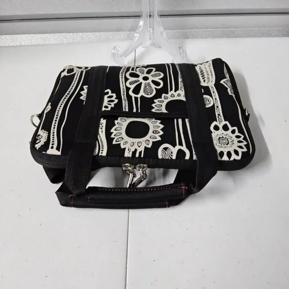 Samsonite Laptop Messenger Bag‎ Womens OS Black White Floral Padded Boho Print